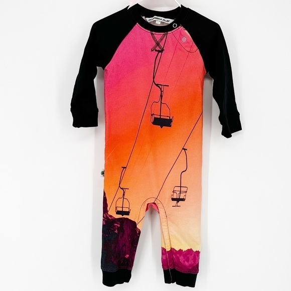 Inchworm Alley One Piece 100% Cotton Knit 9-12M Ski Lift - Picture 1 of 6